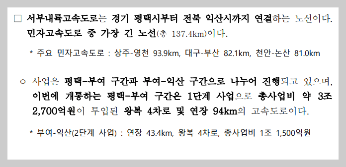 서부내륙고속도로 노선, 요금. 주요 기점 및 나들목 등 3분 정리