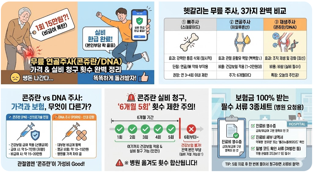 무릎 연골주사(콘쥬란/DNA) 가격 및 실비보험 청구