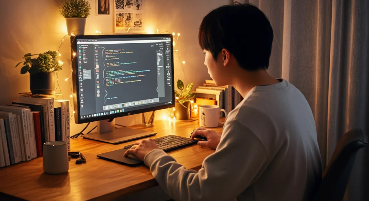 따뜻한-조명있는-집에서-개발작업하는-한국남자03