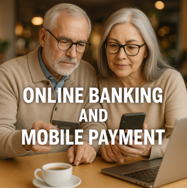 온라인 뱅킹을 하는 시니어부부
