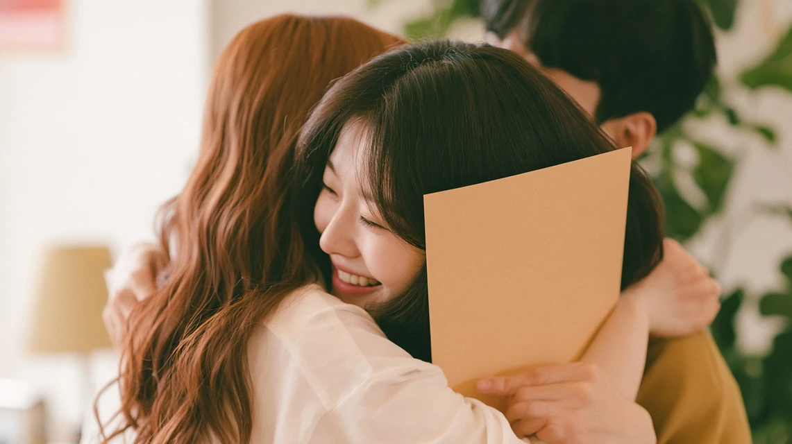 청첩장을 받고 참석 여부를 확인하는 모습