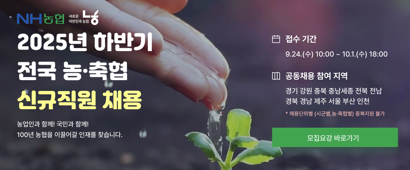 지역농협 채용 공고 및 전형 절차 안내 - 2025년 하반기 신규직원 채용 정보