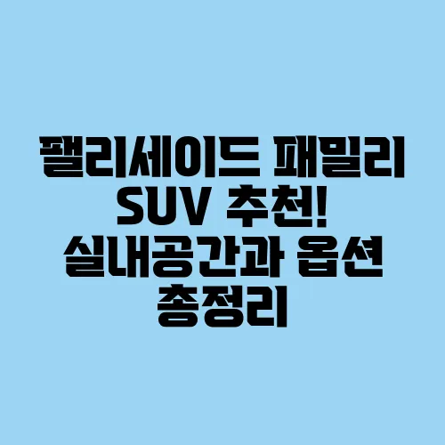 팰리세이드 패밀리 SUV 추천! 실내공간과 옵션 총정리
