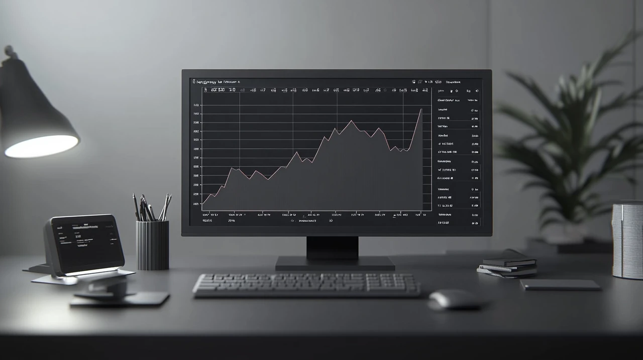 최근 1년간 QYLD, JEPI, XYLD 등 미국 월배당 ETF 인기 종목들의 수익률 그래프를 트레이딩 스크린에서 비교. ETF 성장, 배당 성과, 투자상품 대안, 실시간 금융 데이터 관련 키워드 반영