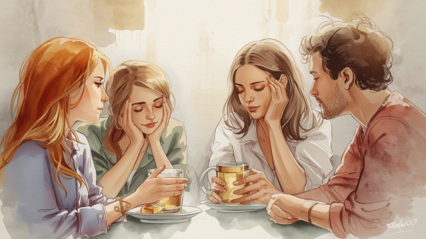 ENFJ 성인은 따뜻한 배려와 리더십으로 주변을 이끌고 헌신하는 경우가 많습니다. 그러나 자신이 쏟은 노력이 당연하게 여겨지거나, 진심이 돌아오지 않을 때 깊은 상실감을 경험합니다에 관한 그림
