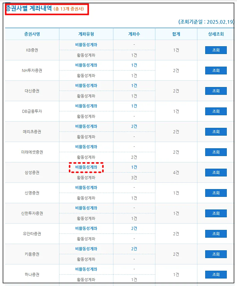 계좌정보통합관리시스템-증권사별