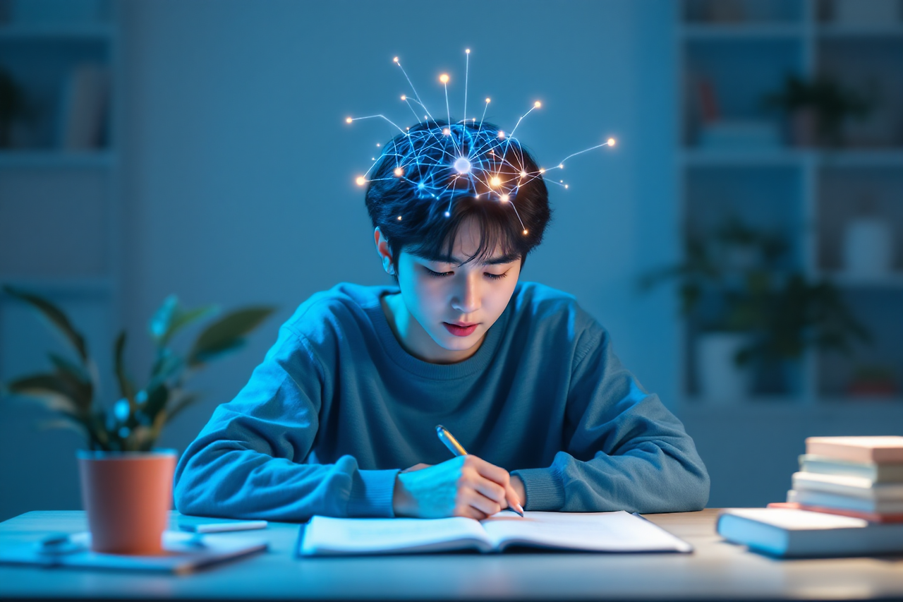 시험공부 하는 학생