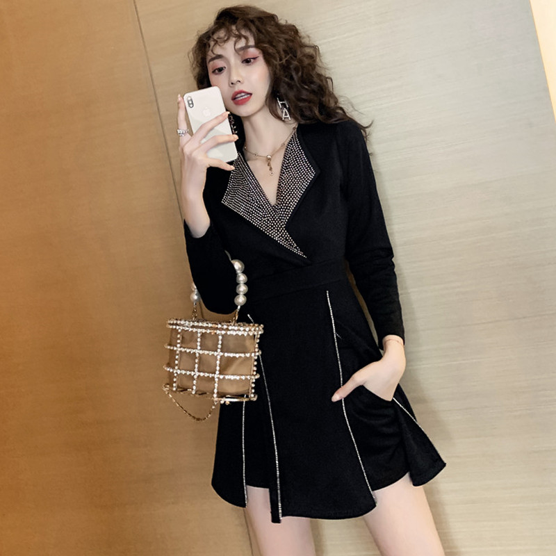 섹시투피스 가을 셀럽 여신 슬릿 원피스세트 여성 3722638031