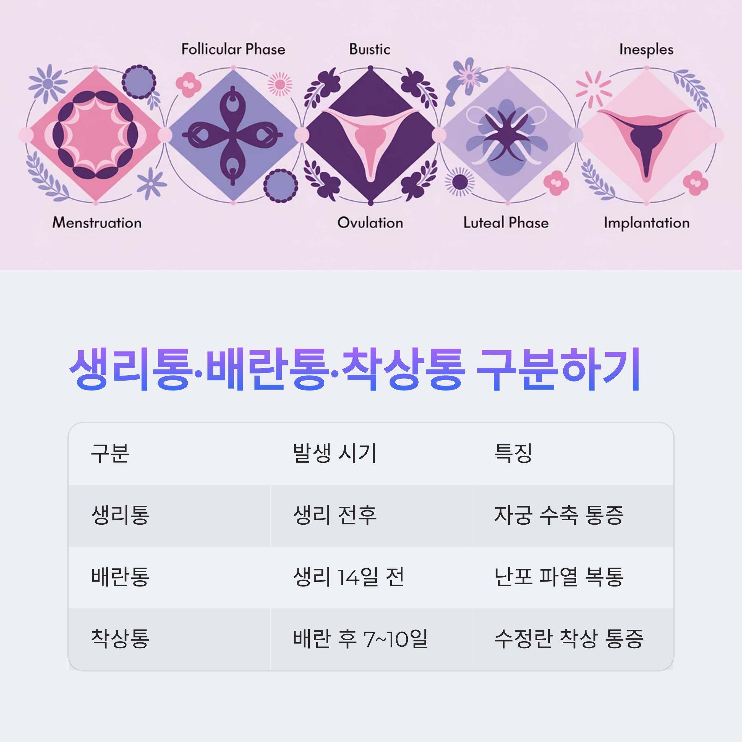 통증 구분 &ndash; 생리통&middot;배란통&middot;착상통 비교