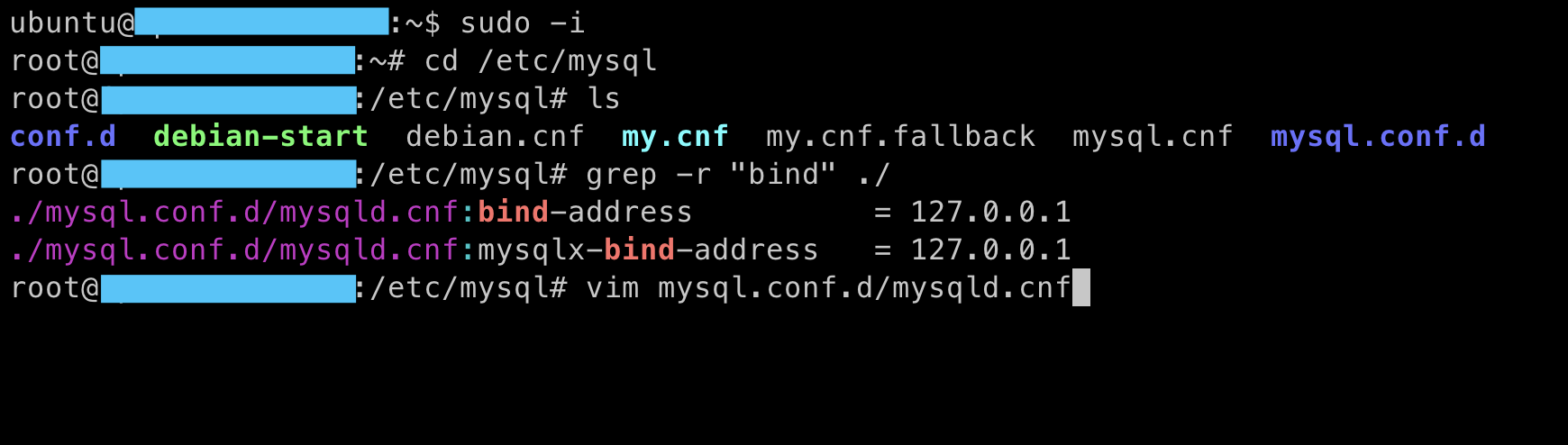 [AWS] EC2에 MySQL 설치하기 - 				
    
    	2. EC2에 MySQL 설치하기
    
 - undefined - 10. mysqld.cnf 찾기