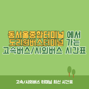 동서울종합터미널에서 도리원버스터미널 가는 고속버스_시외버스 시간표 최신정보