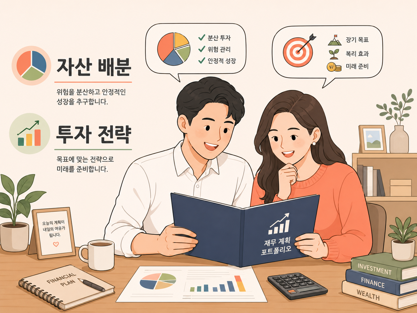 현명하게 자산 배분을 마치고 미소 짓는 투자자의 모습