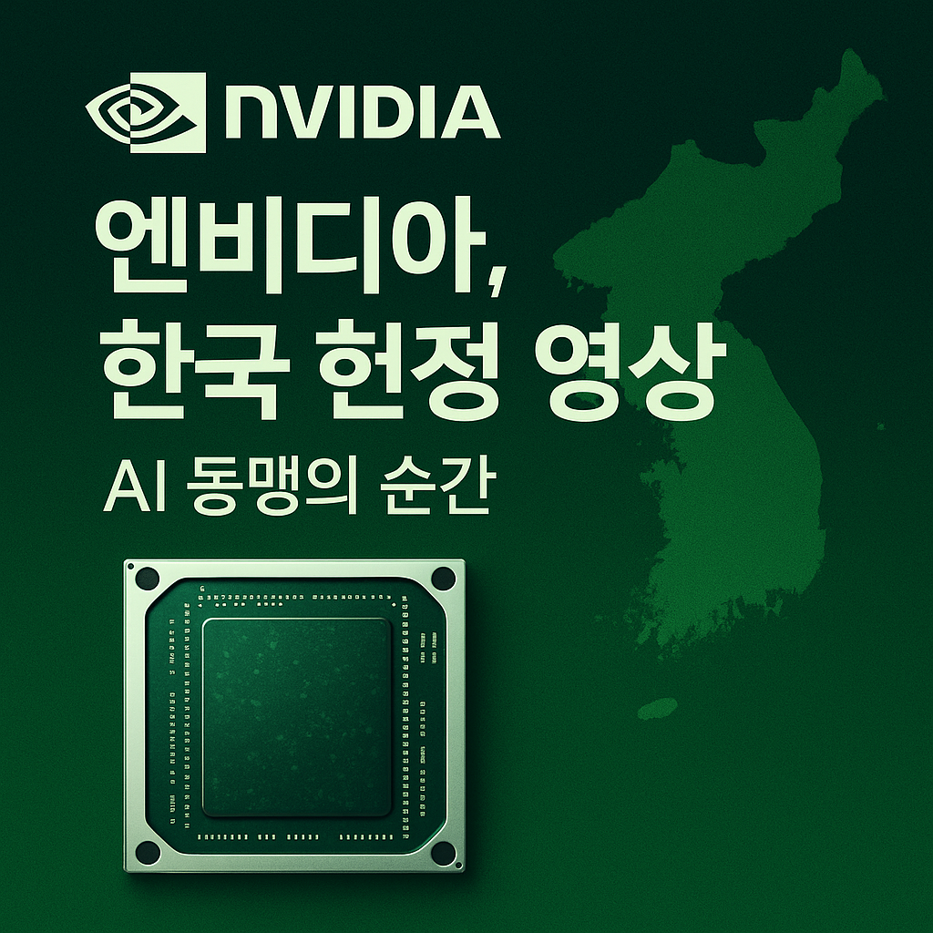 “NVIDIA 로고와 GPU 칩, 대한민국 지도가 결합된 녹색 톤의 그래픽 썸네일 — ‘AI Alliance’ 메시지 강조”