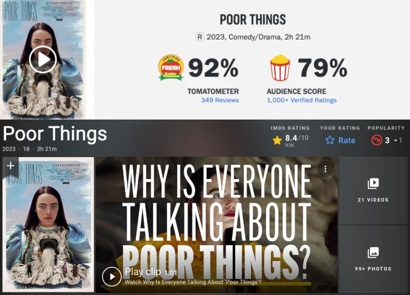 영화 가여운 것들 평점