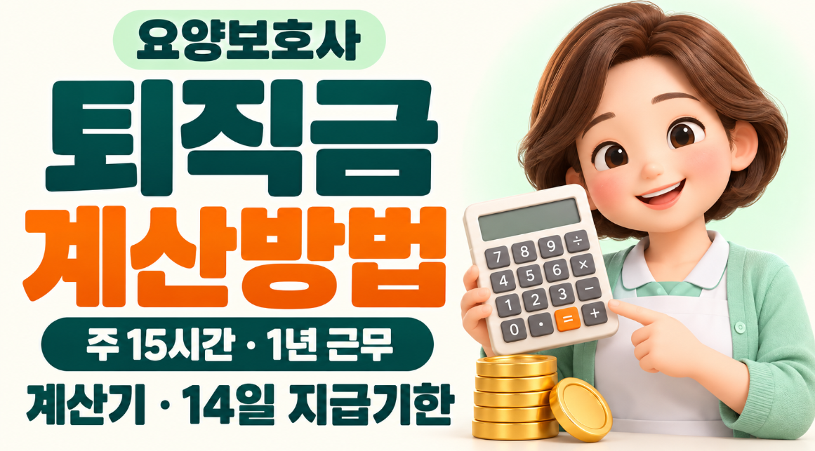 요양보호사 퇴직금 계산방법 총정리｜방문요양 주 15시간&middot;1년 근무&middot;퇴직금 계산기&middot;14일 지급기한