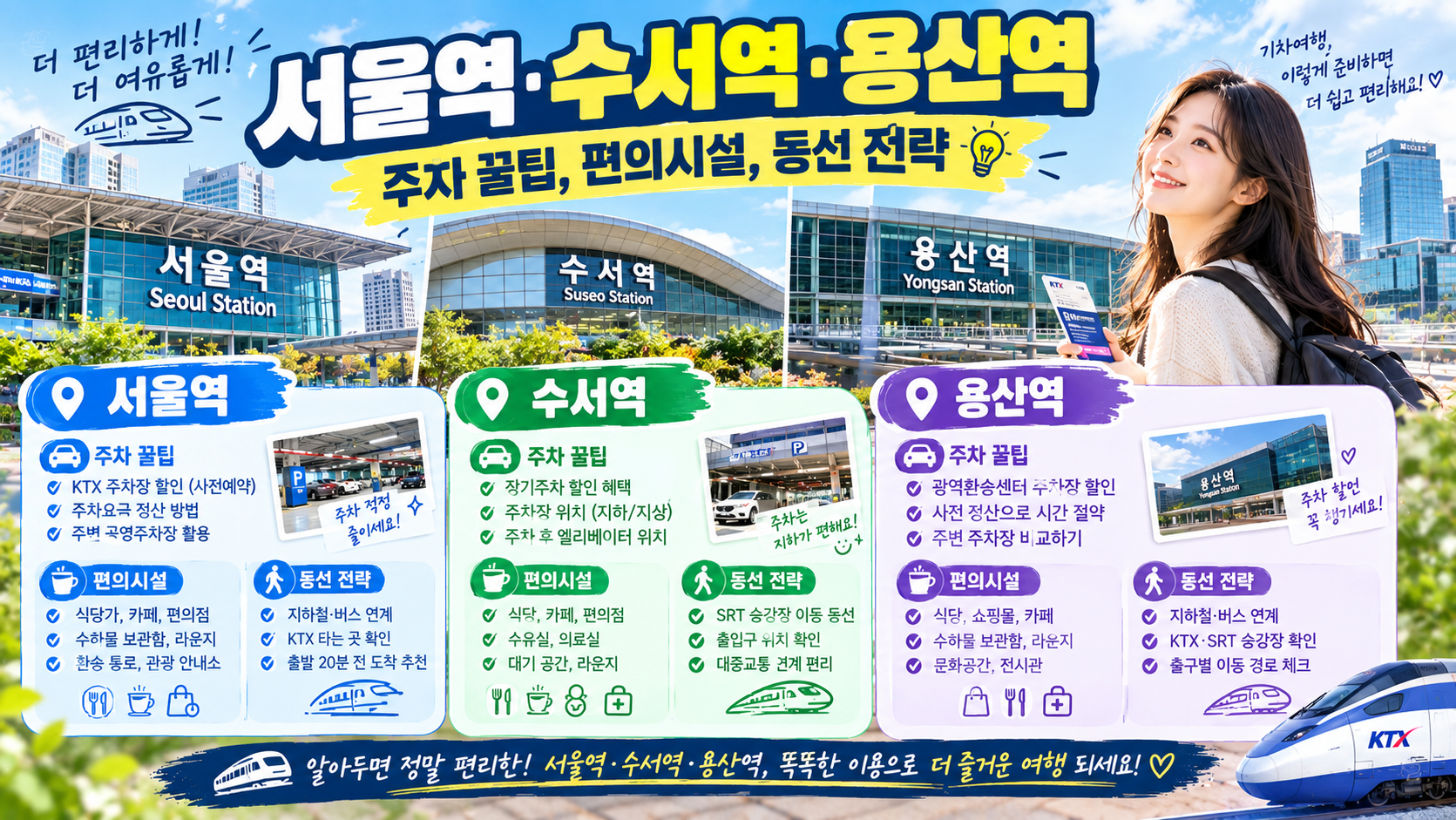 서울역, 수서역, 용산역