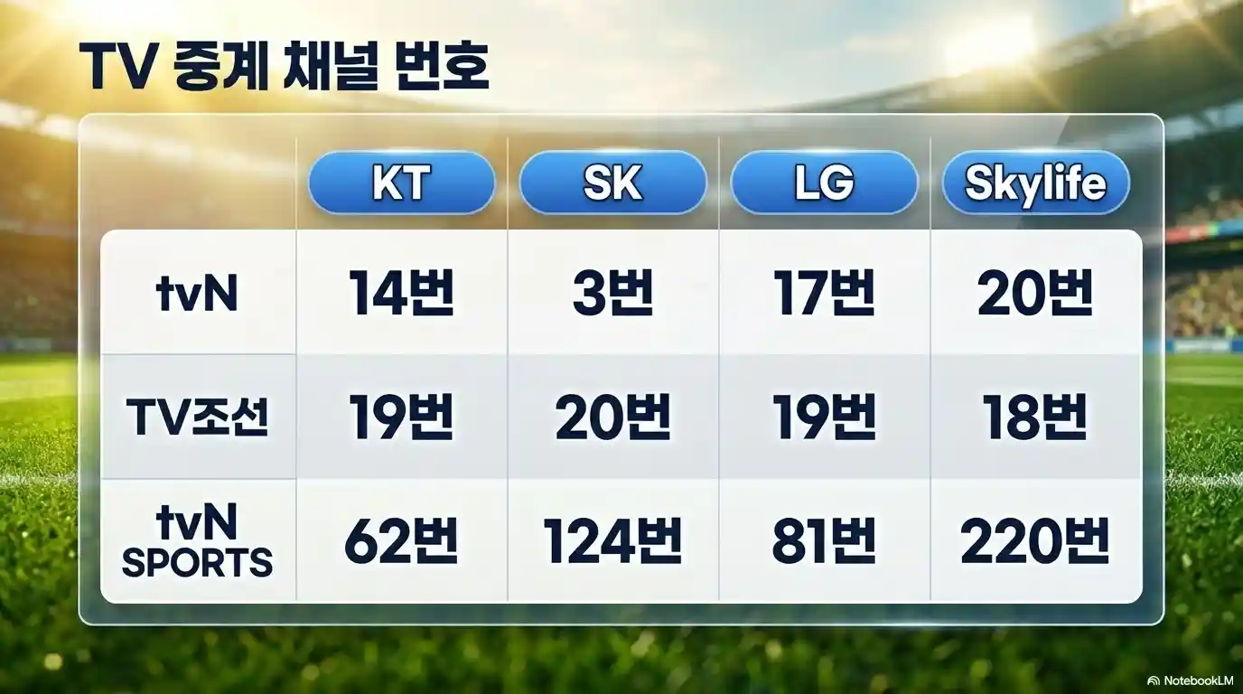 축구 국가대표 평가전 TV 중계 채널 번호