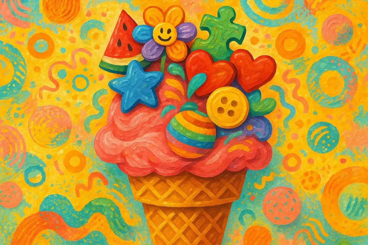 알록달록한 아이스크림과 장식 일러스트