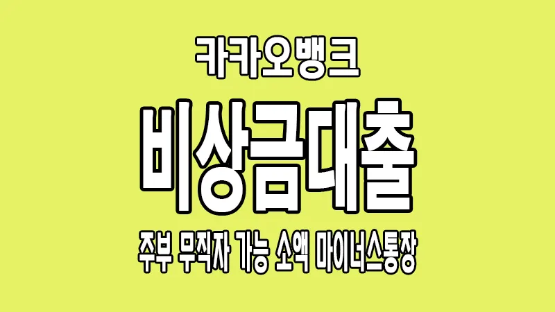 무직자 소액대출 카카오뱅크 비상금대출 마이너스통장