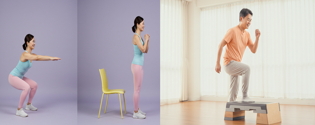 체어스쿼트와스텝박스