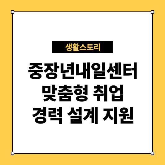 중장년내일센터 중장년층을 위한 맞춤형 취업 및 경력 설계 지원