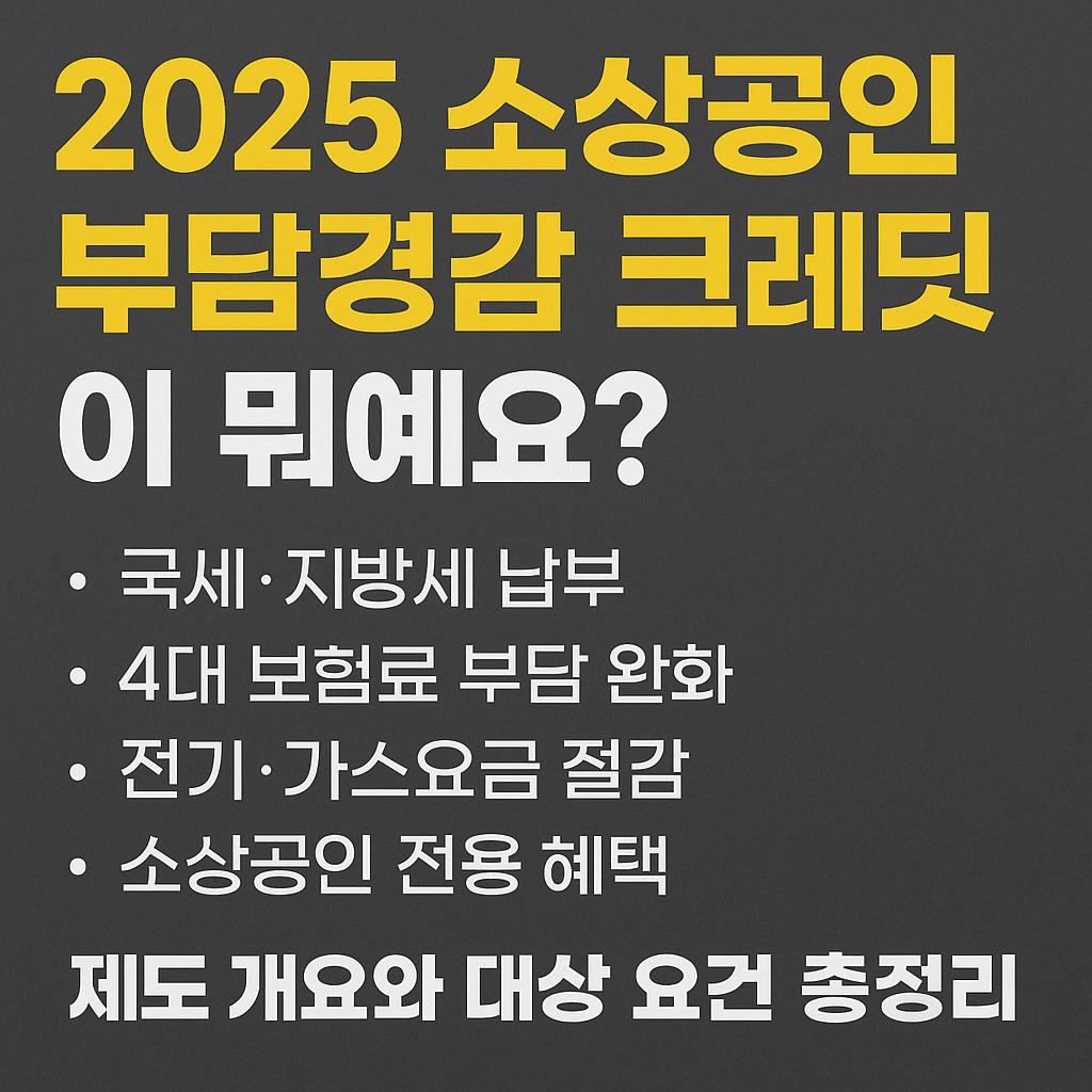 ‘2025 소상공인 부담경감 크레딧 제도’ 주요 혜택 요약한 텍스트 중심 이미지
