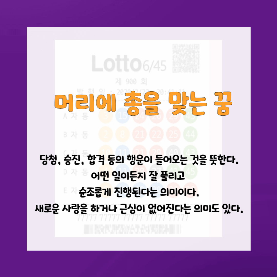 로또사야하는 꿈-머리에 총맞는꿈