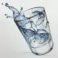 시원한-얼음이-담겨있는-출렁이는-컵