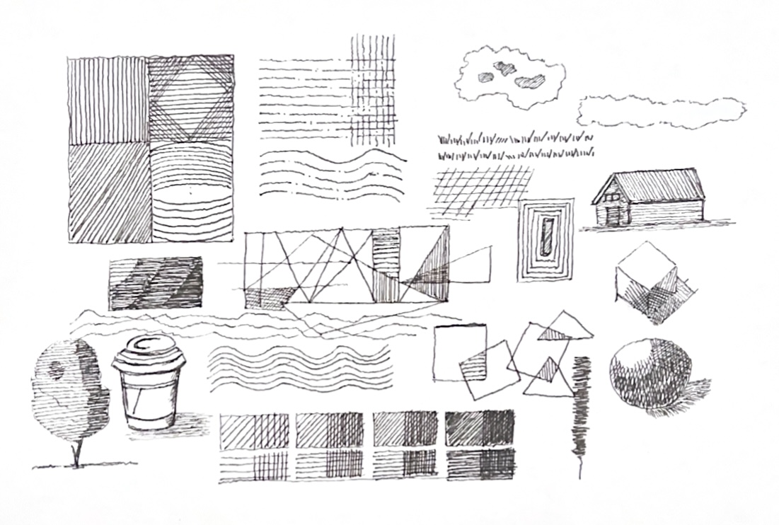 기초 선 연습, 해칭, 명암 연습