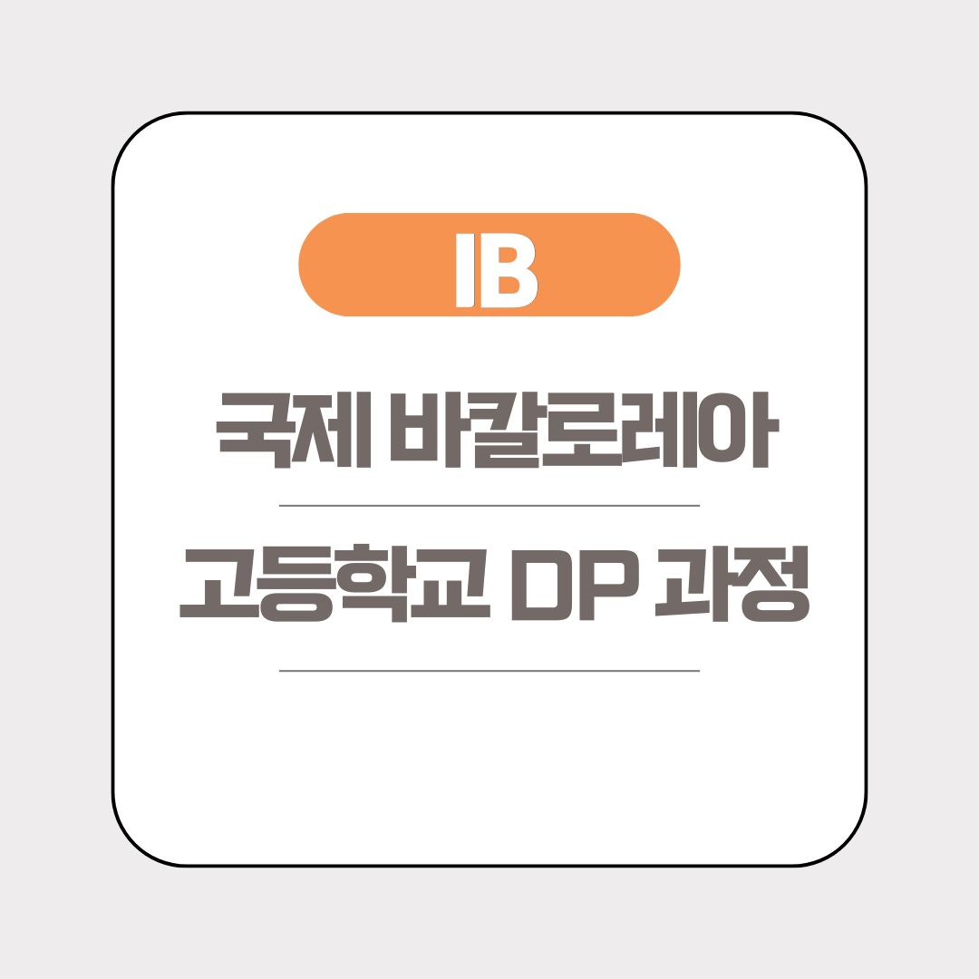 IB 국제 바칼로레아 교육 고등학교 프로그램 DP 과정