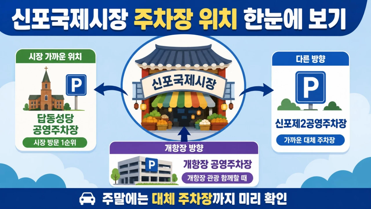 신포국제시장 주변 답동성당 공영주차장 신포제2공영주차장 개항장 공영주차장 위치 관계도