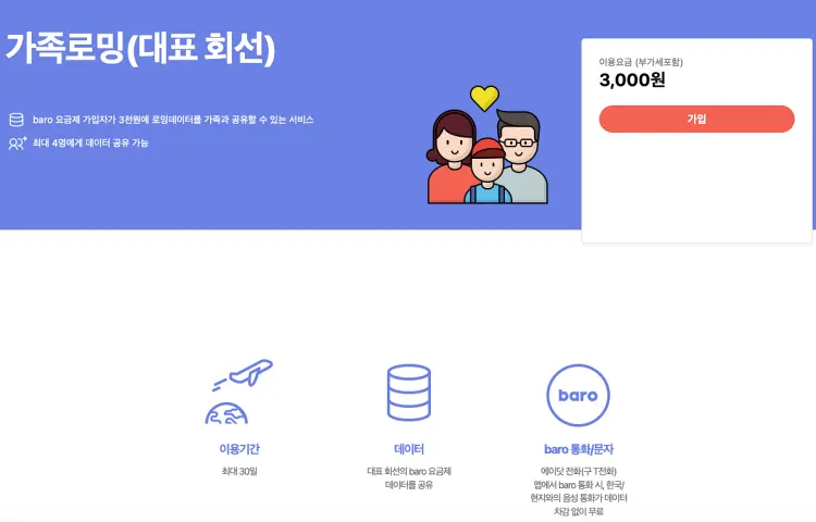 SKT가족로밍 서비스 안내