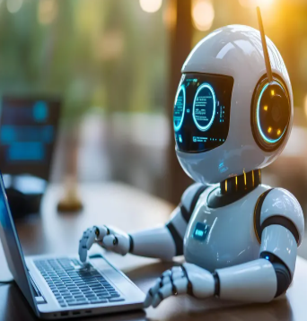 Generative AI가 노트북으로 타이핑하는 사진