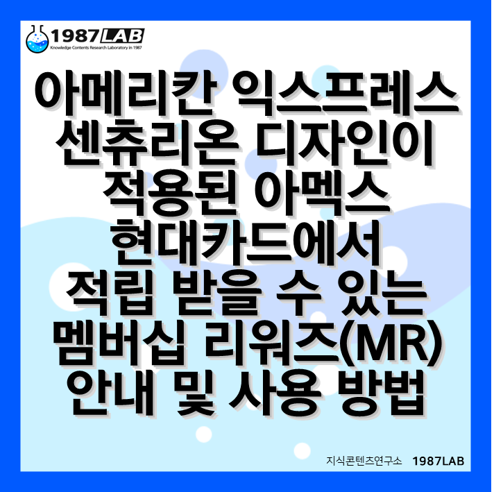 아메리칸 익스프레스 (아멕스) 센츄리온 디자인이 적용된 아멕스 현대카드에서 적립 받을 수 있는 멤버십 리워즈(MR) 안내 및 사용 방법