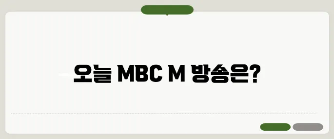 MBC M 편성표 오늘 방송 정보 한눈에!