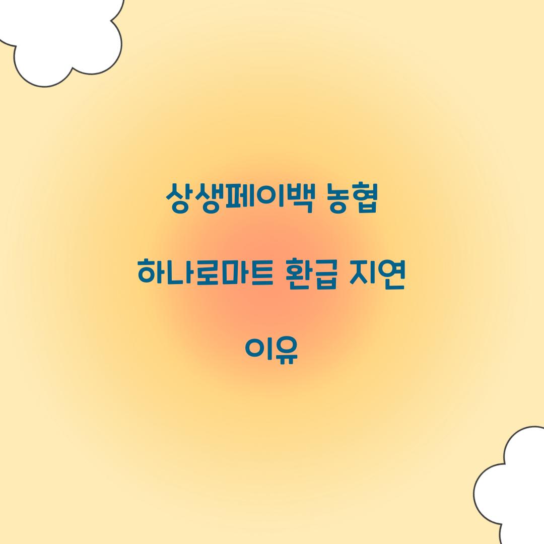 상생페이백 농협 하나로마트 환급 지연 이유