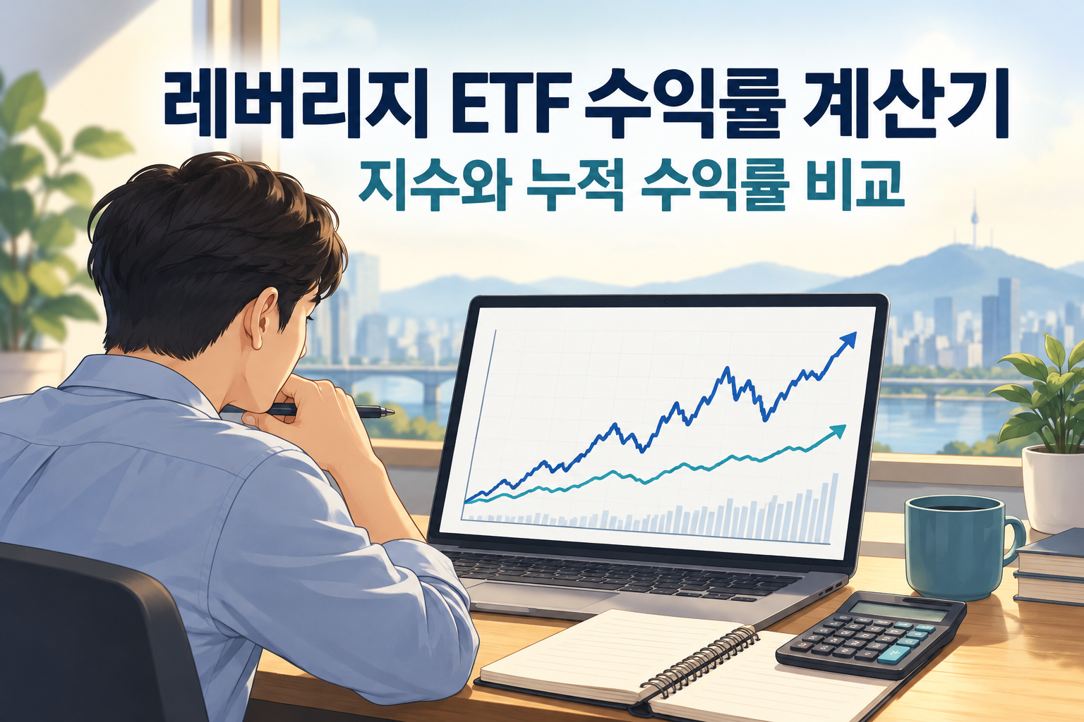레버리지 ETF 수익률 비교 계산기 - 지수는 제자리인데 내 돈은 왜 줄까?