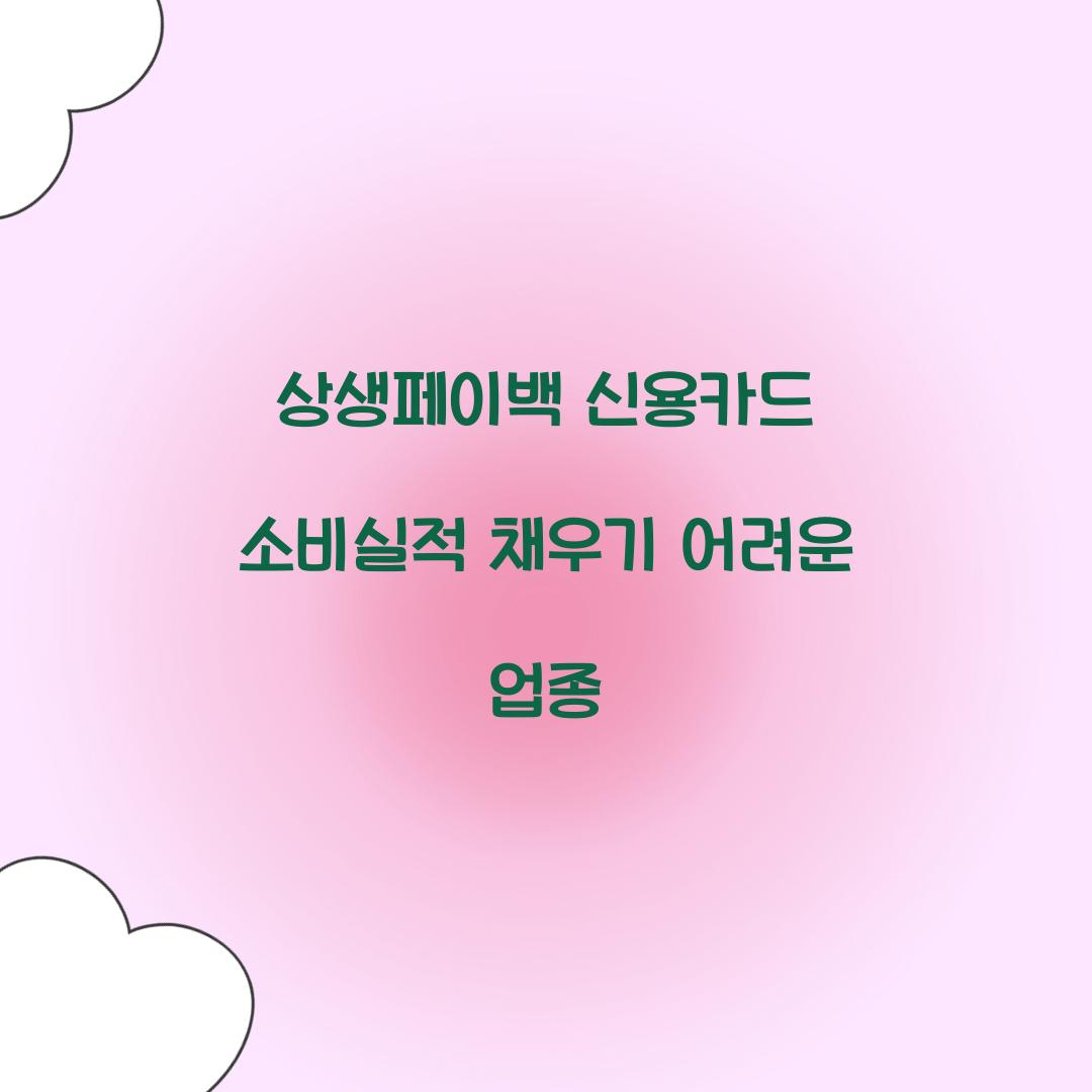 상생페이백 신용카드 소비실적 채우기 어려운 업종