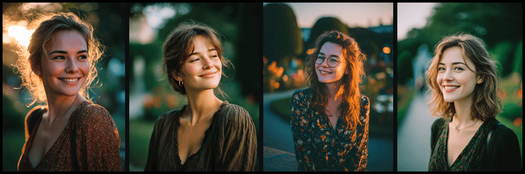 감성 변화 실험, joyful 감정 표현의 여성 인물 이미지_Midjourney