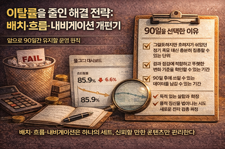 블로그 글에서 다음 행동이 보이도록 내부 글 연결 흐름을 설계한 구조 이미지