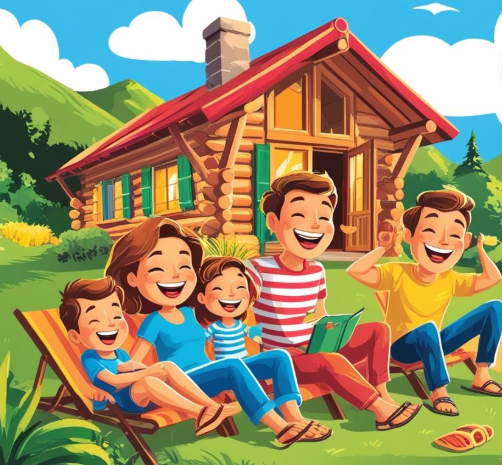 숙박하면서 즐거워하는 사람들