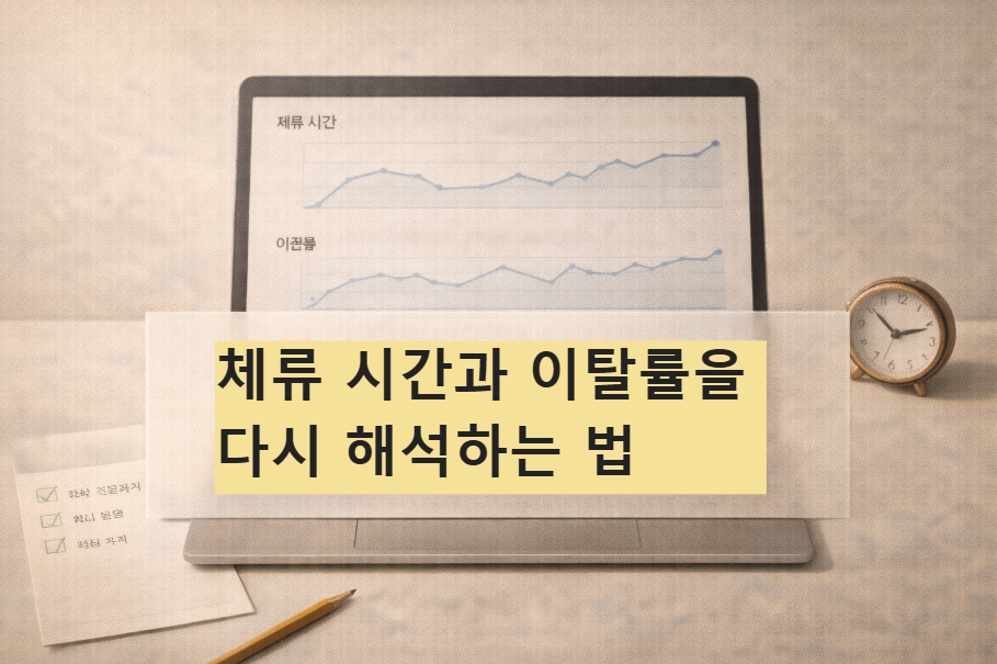 체류 시간과 이탈률 그래프를 분석하며 블로그 운영 지표를 해석하는 대표 썸네일 이미지