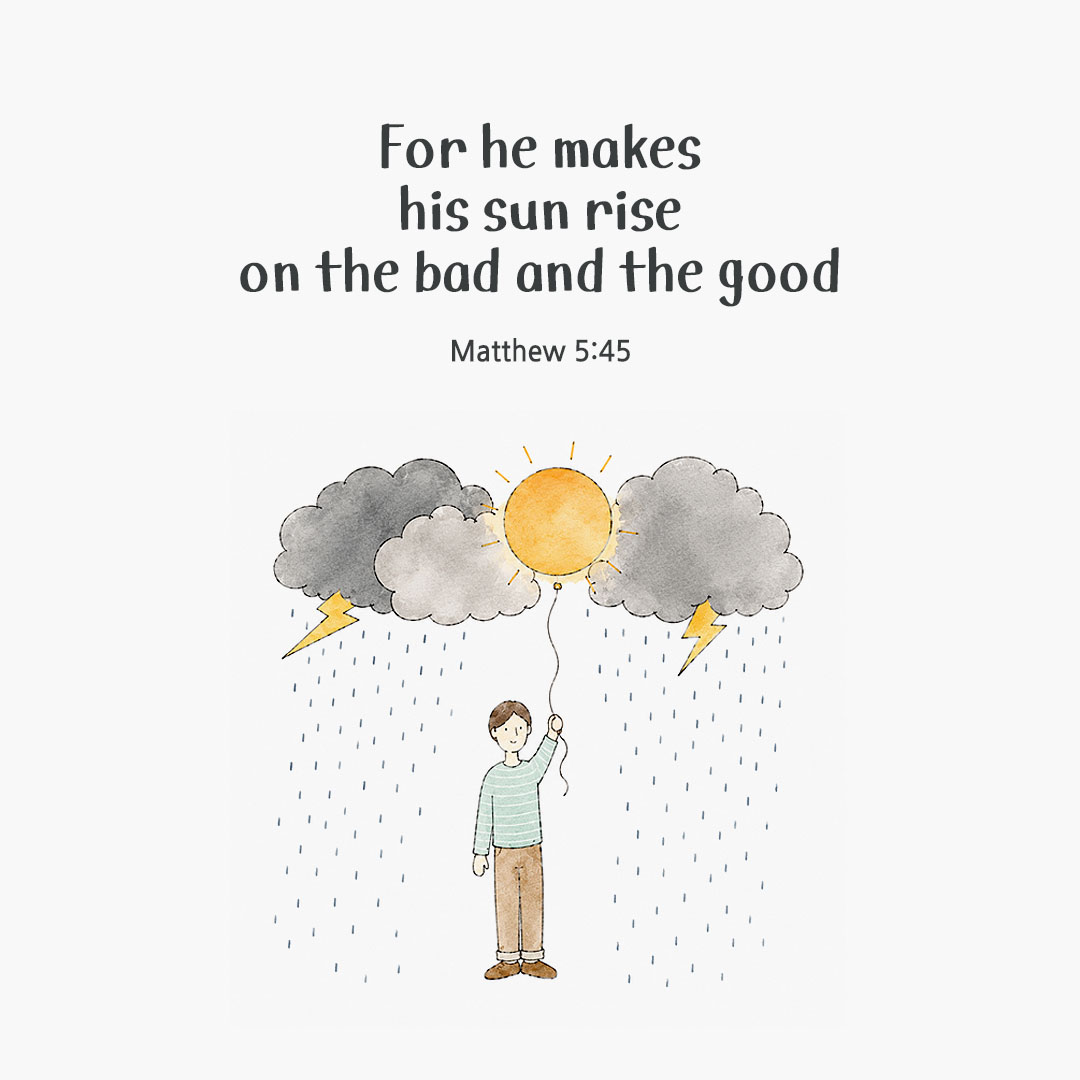 Today's Bible verse card Matthew 5:45 scripture image