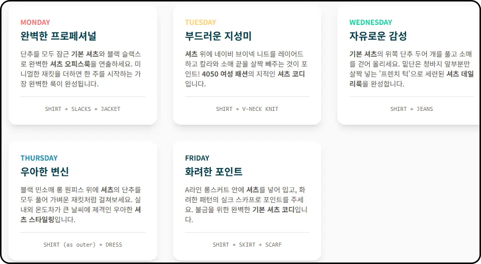 자유로운 감성, 셔츠와 청바지 코디