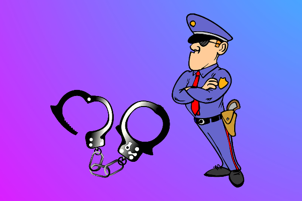 수갑과 경찰관 그림