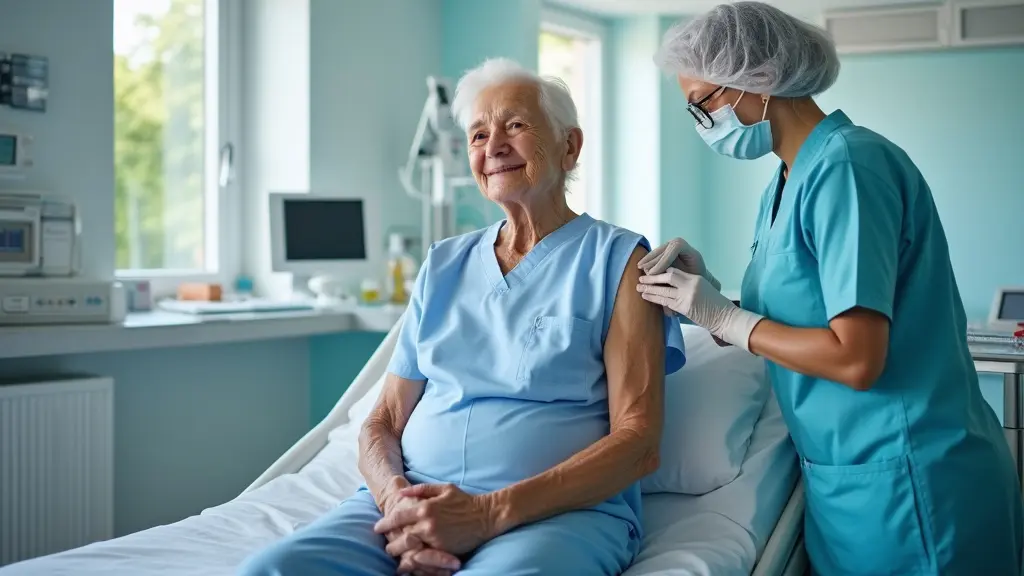 예방접종 맞는 할머니