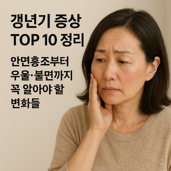 갱년기 증상 TOP 10 정리: 안면홍조부터 우울·불면까지 꼭 알아야 할 변화들
