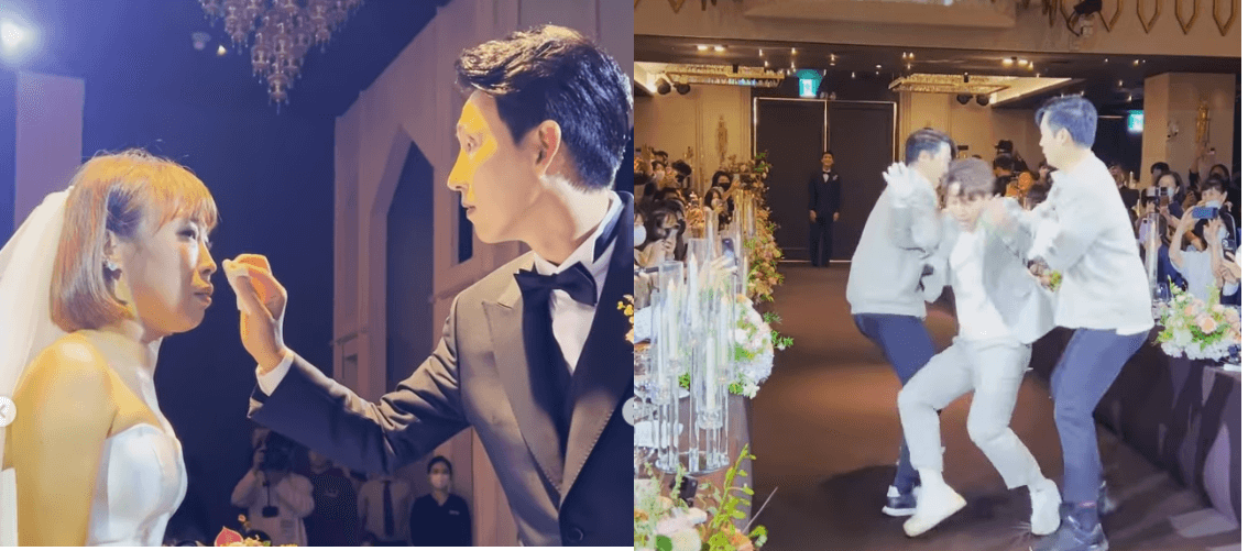 오나미 눈물 닦아주는 박민 사진과 허경환 난입 사진 캡쳐 출처 김영철 인스타그램