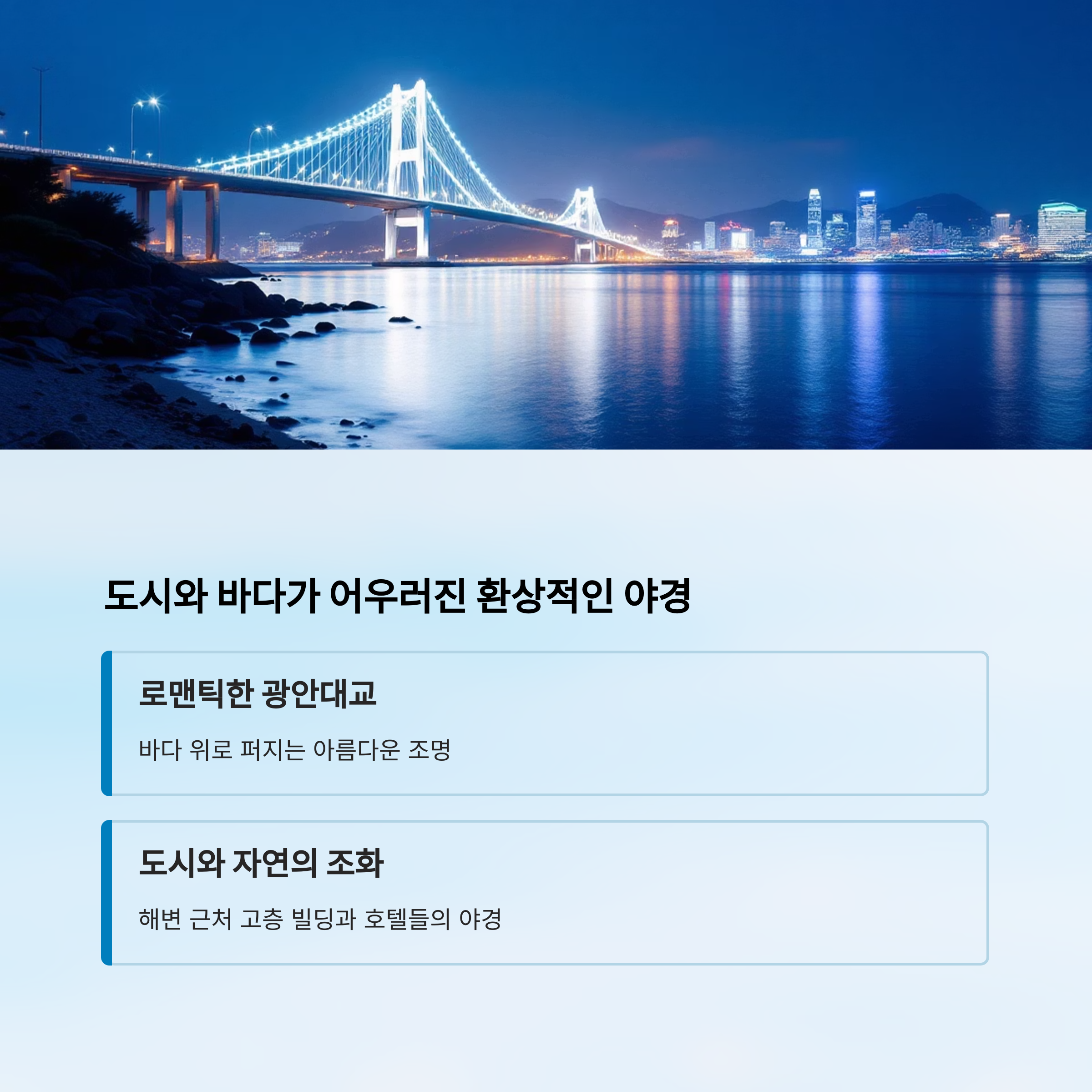 도시와 바다가 어우러진 환상적인 야경