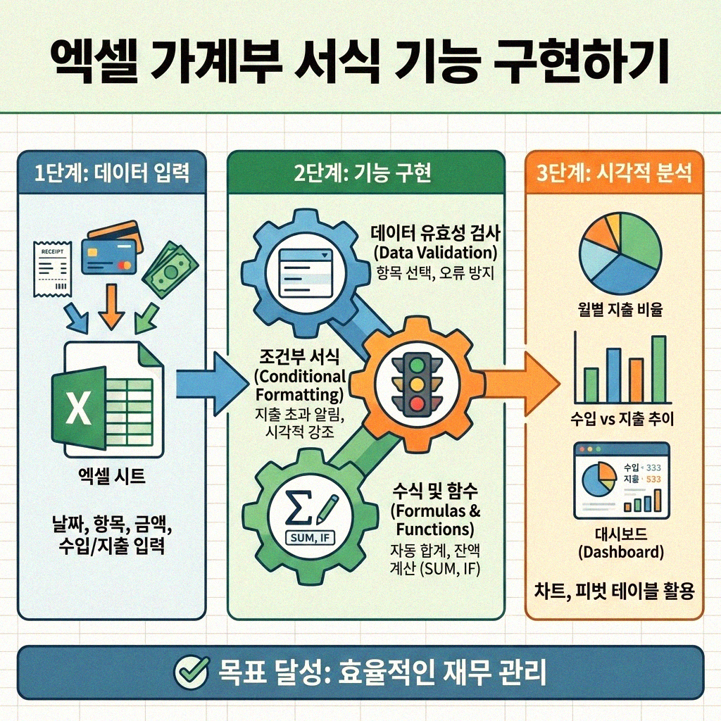 엑셀 가계부 서식 직접 만들어 관리하기